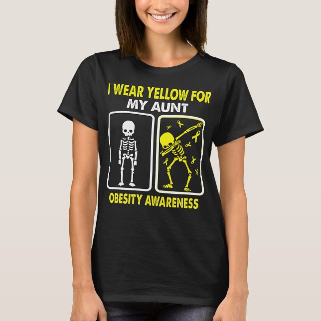 I Wear Yellow For My Aunt OBESITY AWARENESS T-Shirt (Front)
