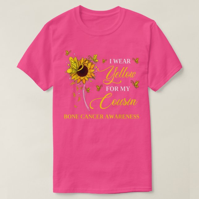 I Wear Yellow For My Cousin Bone Cancer Awareness  T-Shirt (Design Front)