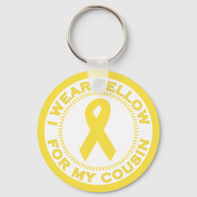 I Wear Yellow For My Cousin Key Ring (Front)