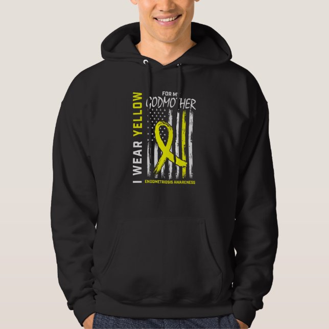 I Wear Yellow For My Godmother Endometriosis Aware Hoodie (Front)