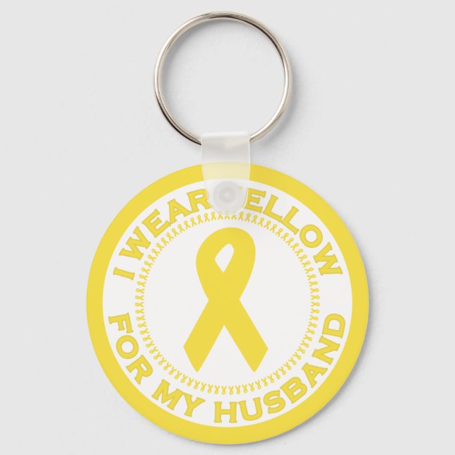 I Wear Yellow For My Husband Key Ring (Front)