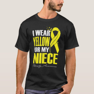 I Wear Yellow For My Niece Obesity Awareness Feath T-Shirt