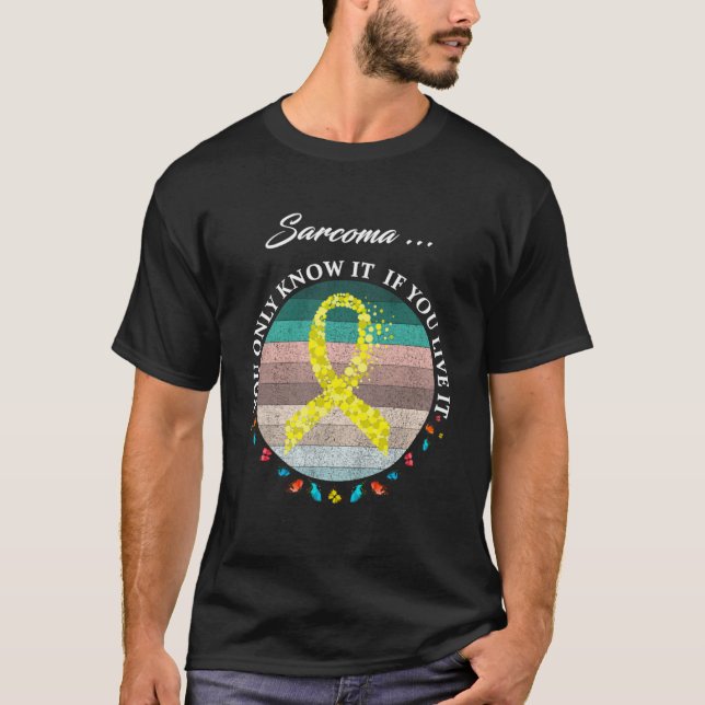 I Wear Yellow For Sarcoma Awareness Warrior Pullov T-Shirt (Front)