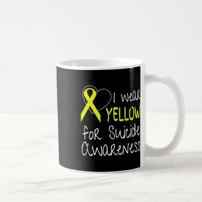 I Wear Yellow For Suicide Awareness Ribbon  Coffee Mug (Right)