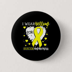 I Wear Yellow For Suicide Awareness Ribbon Graphic 6 Cm Round Badge