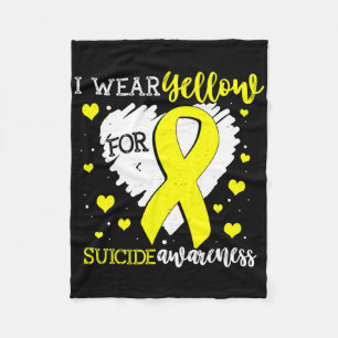 I Wear Yellow For Suicide Awareness Ribbon Graphic Fleece Blanket