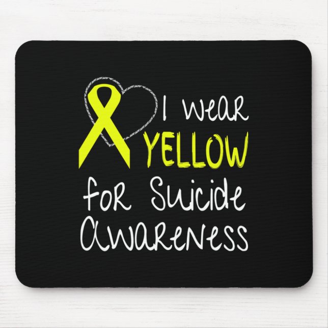 I Wear Yellow For Suicide Awareness Ribbon  Mouse Mat (Front)