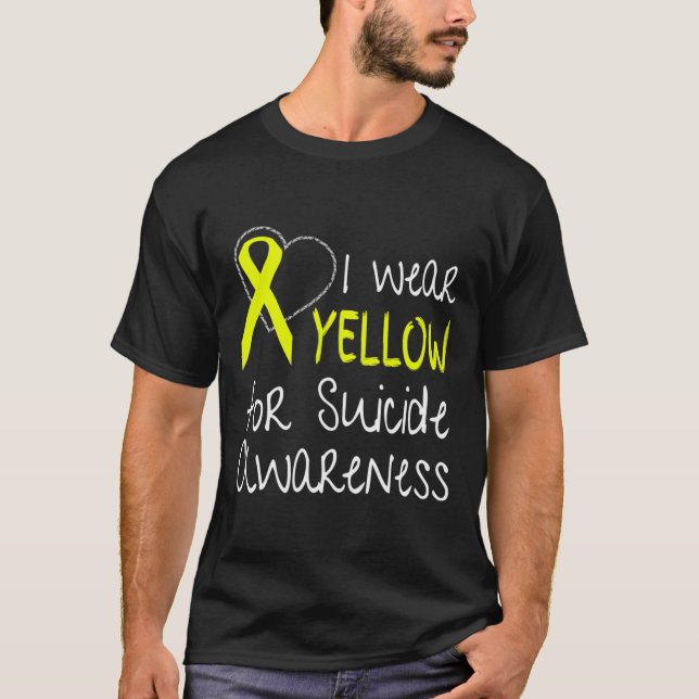 I Wear Yellow For Suicide Awareness Ribbon  T-Shirt (Front)