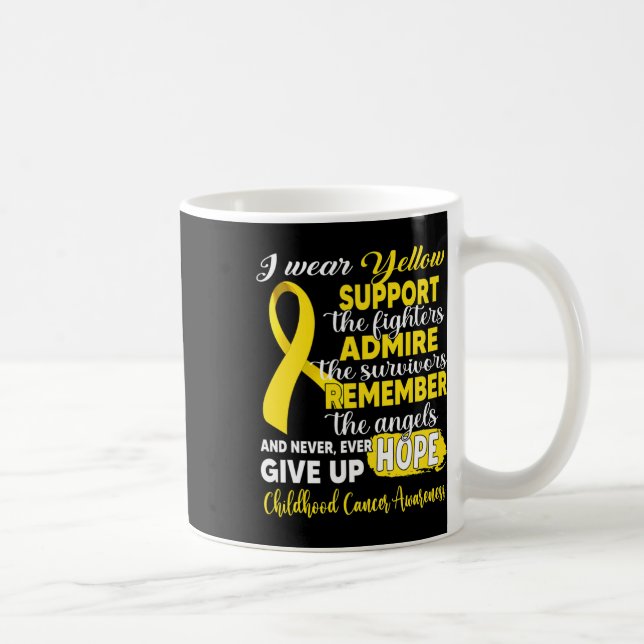I Wear Yellow Support Fighters Childhood Cancer Aw Coffee Mug (Right)