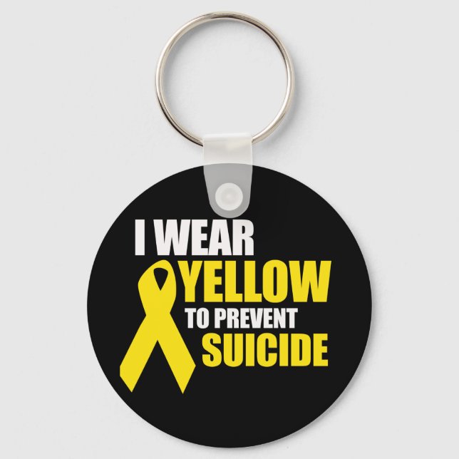 I wear yellow to prevent suicide - key ring (Front)