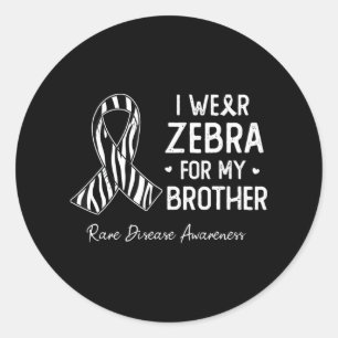 I wear Zebra For My brother Rare Disease awareness Classic Round Sticker
