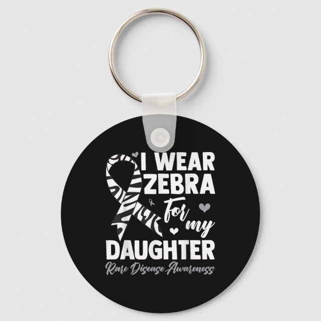 I Wear Zebra For My Daughter Rare Disease Awarenes Key Ring (Front)
