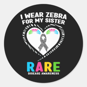 I Wear Zebra For My Sister Rare Disease Awareness Classic Round Sticker