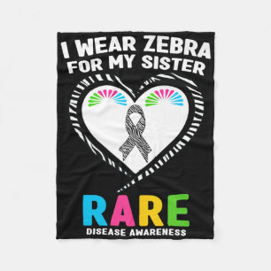 I Wear Zebra For My Sister Rare Disease Awareness Fleece Blanket