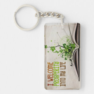 "I welcome prosperity" Motivation Affirmation Key Ring