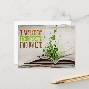 "I welcome prosperity" Motivation Affirmation Postcard