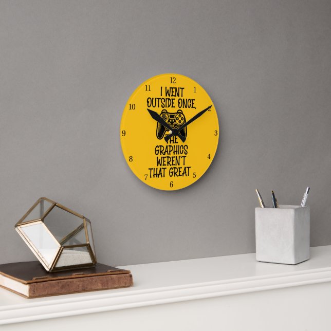 I Went Outside - Funny Gamer Round Clock (Office)