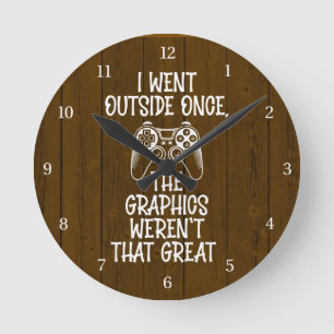 I Went Outside - Funny Gamer Round Clock