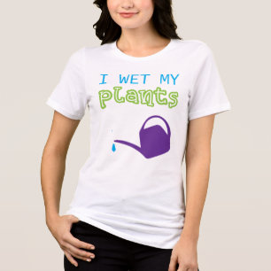 I Wet My Plants Funny Gardening Design Tri-Blend Shirt