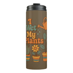 I Wet My Plants – Retro 70s Stripes Thermal Tumbler