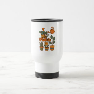 I Wet My Plants – Retro 70s Stripes Travel Mug