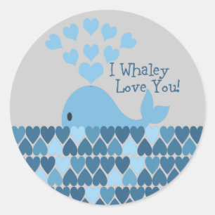 I Whaley Love You! Blue Classic Round Sticker