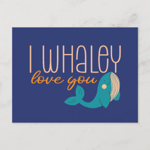 I Whaley Love You Whale Pun Cute Valentine's Day Postcard