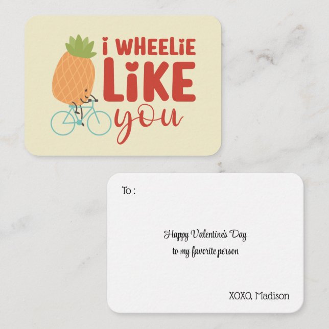 I Wheelie Like You Funny Pun Cute Valentine's Day Card (Front/Back)