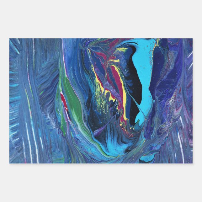 I Will 2 Abstract Blue Wrapping Paper (Front)