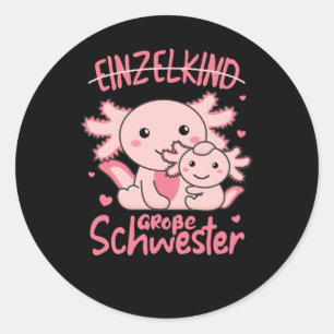 I Will Be Big Sister 2022 For Siblings axolotl Classic Round Sticker