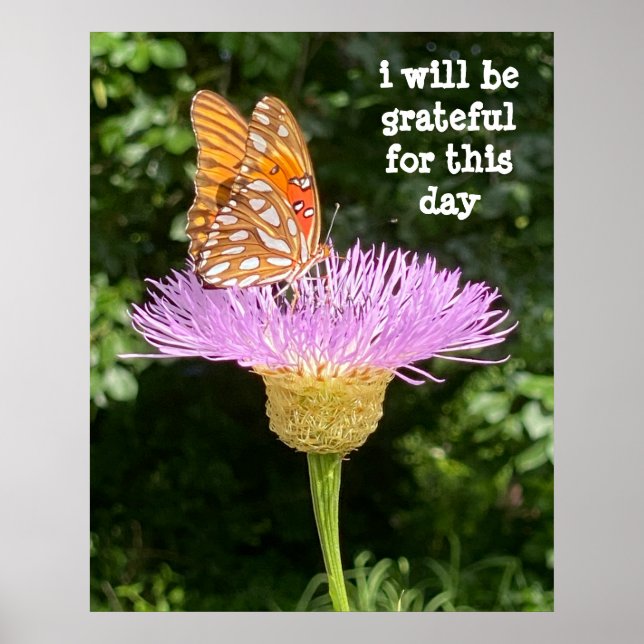 i will be grateful for this day, butterfly poster (Front)
