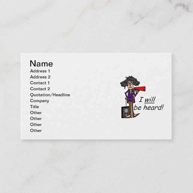 I WILL Be Heard Business Card (Front)