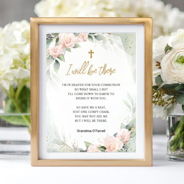 I Will Be There Pink Flowers Memorial Communion Poster (Creator Uploaded)