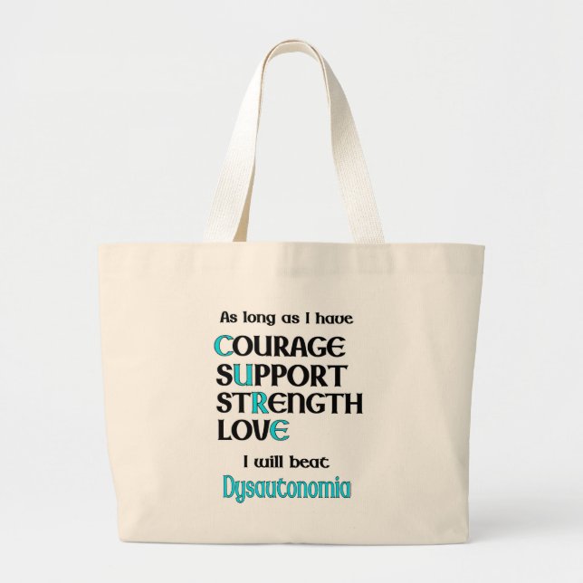 I will beat Dysautonomia Large Tote Bag (Front)