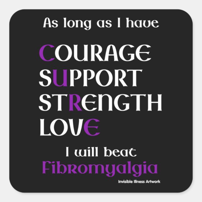 I Will Beat...Fibro Square Sticker (Front)