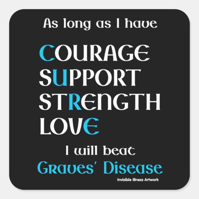 I Will Beat...Graves' Square Sticker (Front)