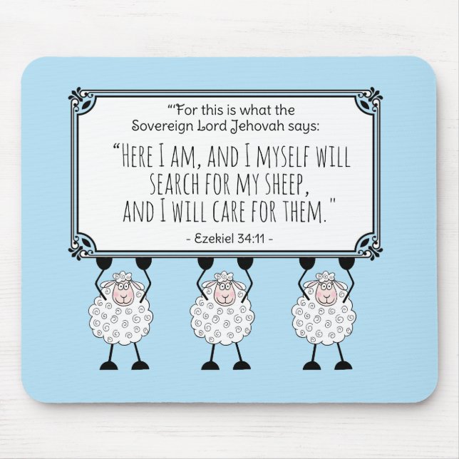 "I Will Care for My Sheep"  Mouse Mat (Front)
