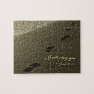 I Will Carry You Sand Footprints Jigsaw Puzzle