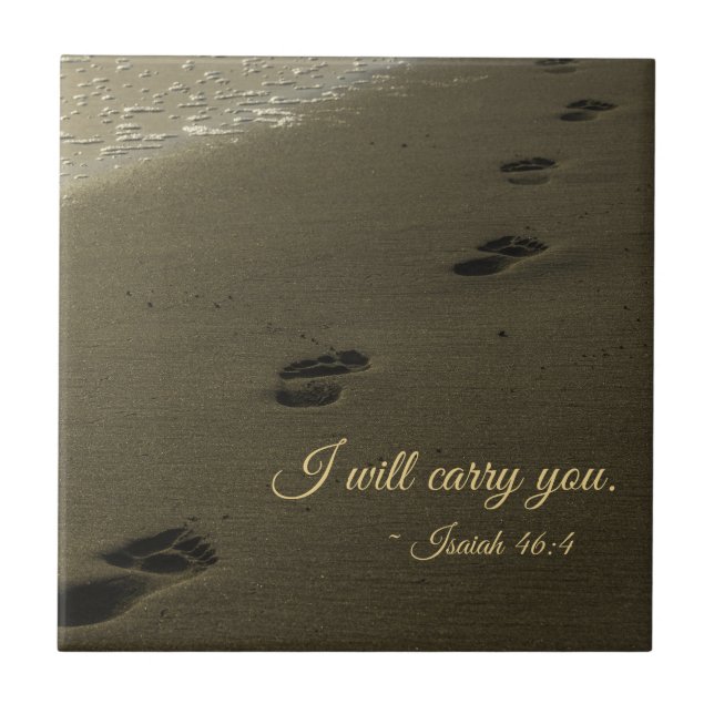 I Will Carry You Sand Footprints Tile (Front)