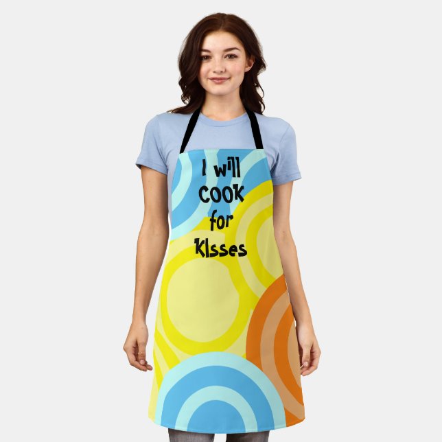 I will cook for kisses Colourful Apron (Worn)