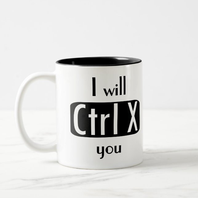I will Cut You Ctrl X Funny Computer Geek Two-Tone Coffee Mug (Left)