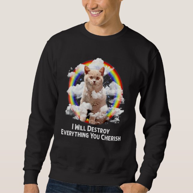 I Will Destroy Everything You Cherish Cat Rainbow  Sweatshirt (Front)