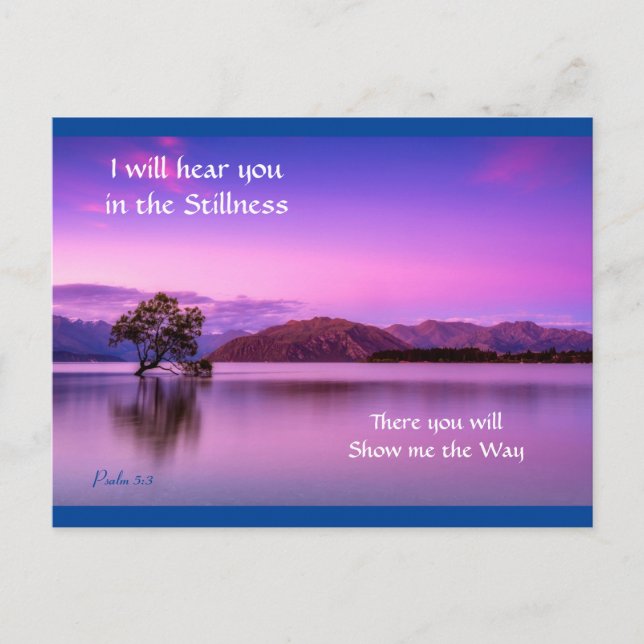 I Will Hear you in the Stillness Purple Postcard (Front)