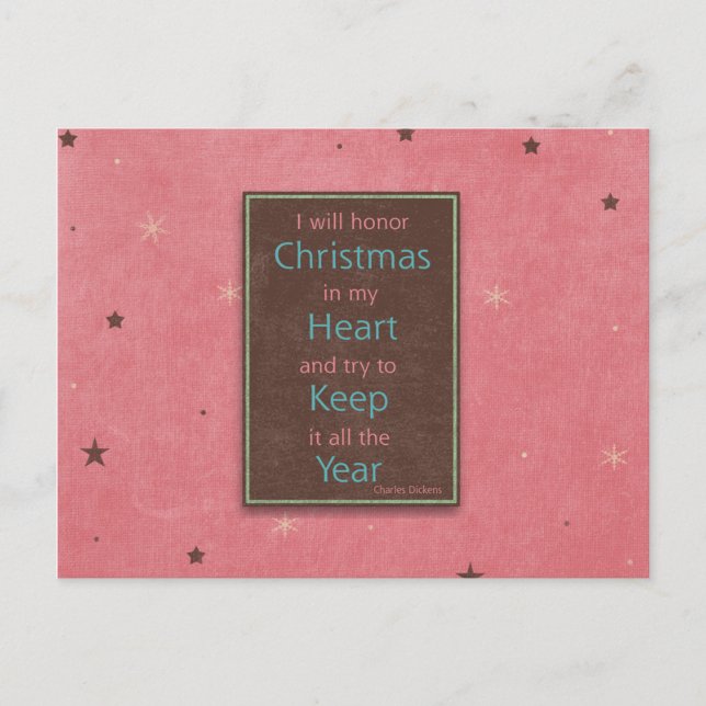 I Will Honour Christmas Pink Brown Design Holiday Postcard (Front)