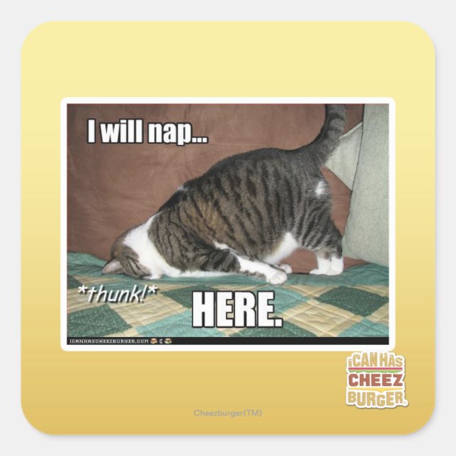 I will nap here square sticker (Front)