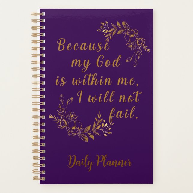 "I Will Not Fail"  5.5" x 8.5" Purple  Planner (Front)