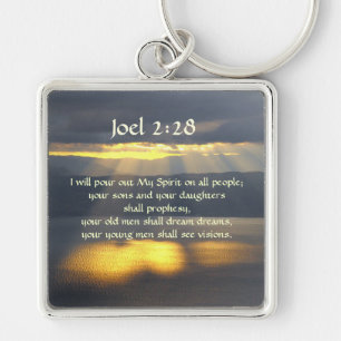 I will pour out My Spirit Joel 2 28, Bible Verse Key Ring
