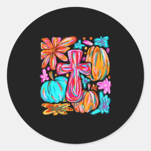 I Will Praise Him In Every Season Pumpkin Autumn F Classic Round Sticker