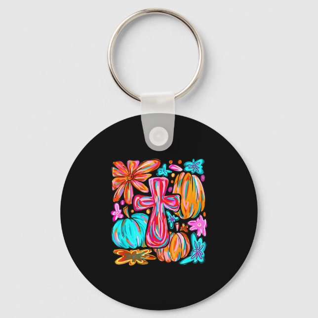 I Will Praise Him In Every Season Pumpkin Autumn F Key Ring (Front)