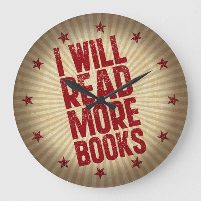 I Will Read More Books Large Clock (Front)